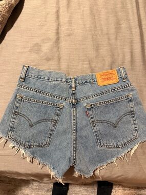 Levi's Women's Light Blue Denim Shorts with Frayed Hem